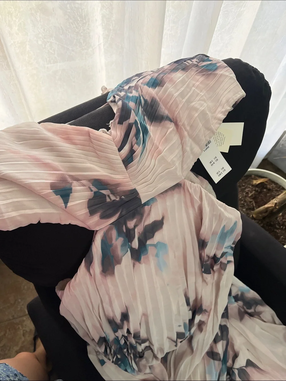 Abercrombie & Fitch Pleated Floral Maxi Dress in Blush Pink and Navy